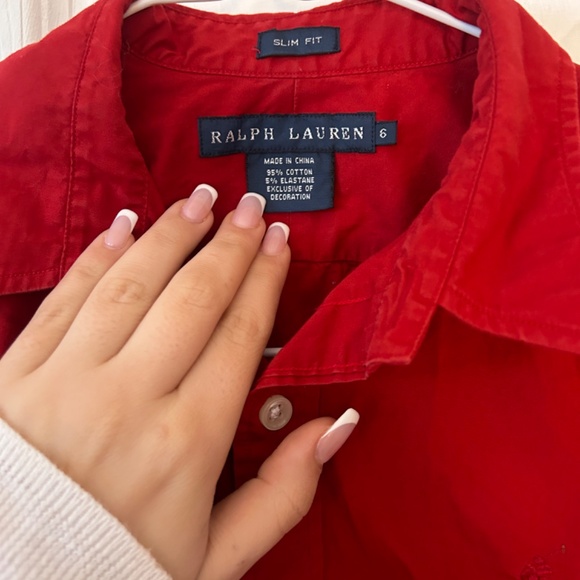 Vintage Ralph Lauren Red Button-Up Shirt - Picture 2 of 5